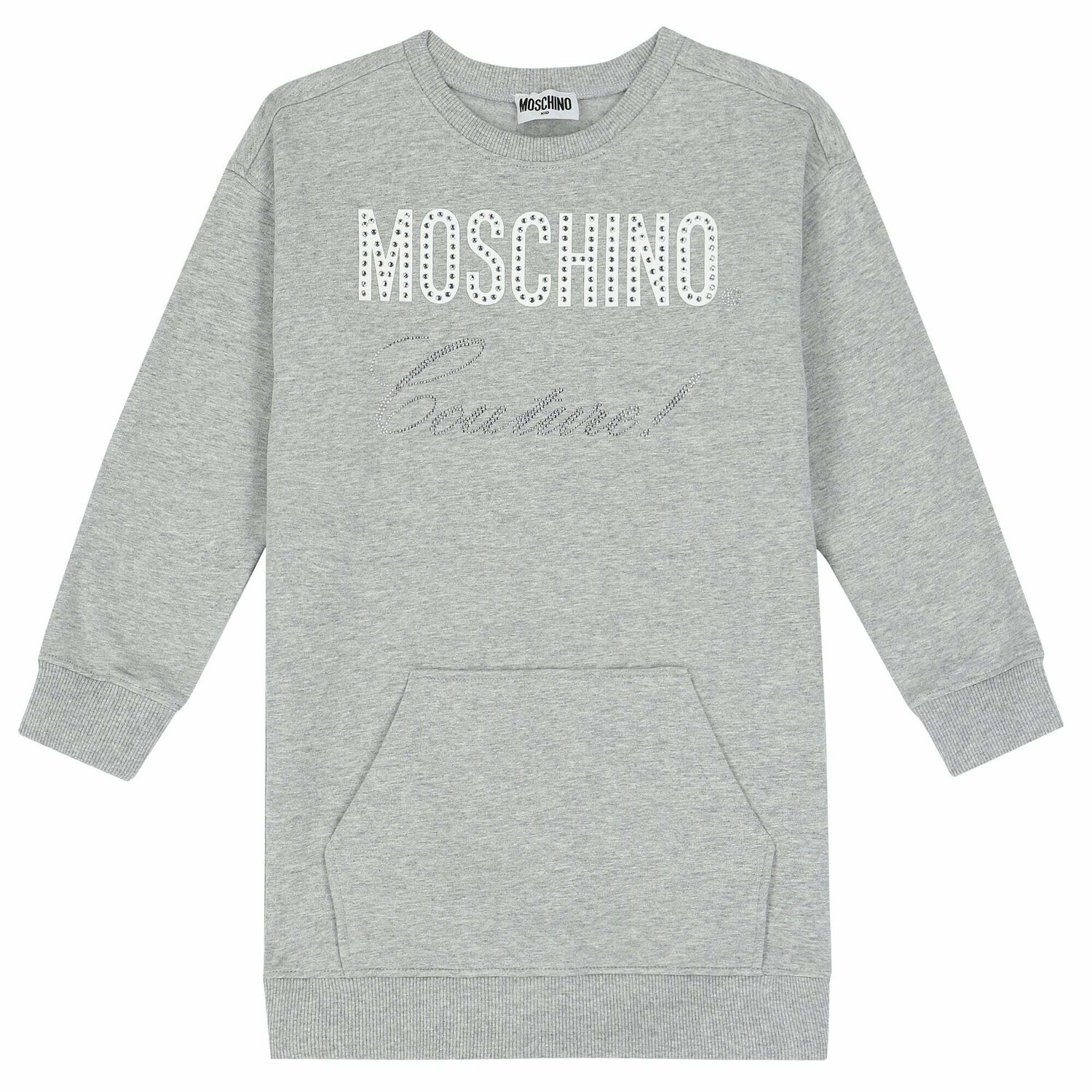 Girls Grey Crystal Logo Dress, 1, hi-res image number null