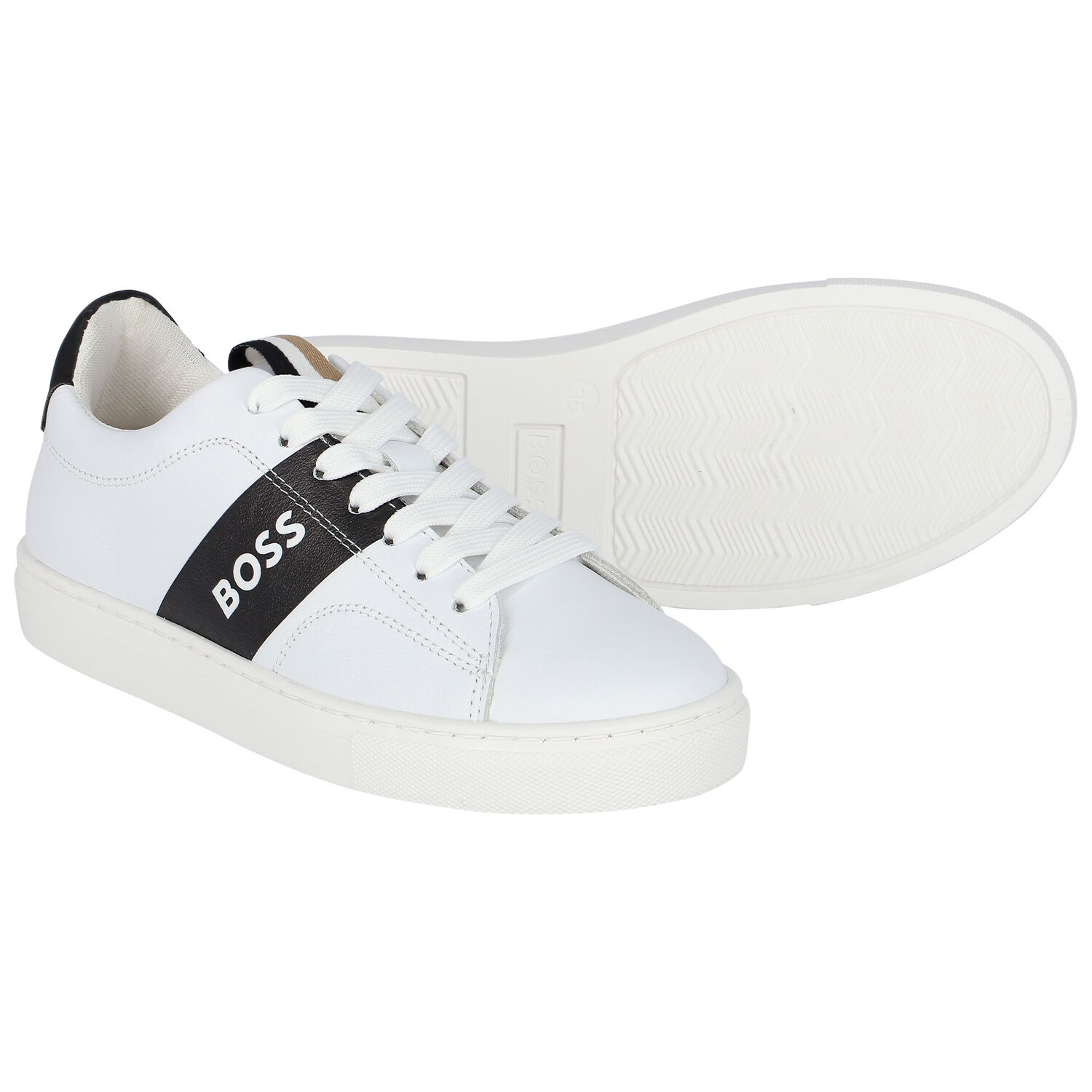 Boys White Logo Trainers, 1, hi-res image number null