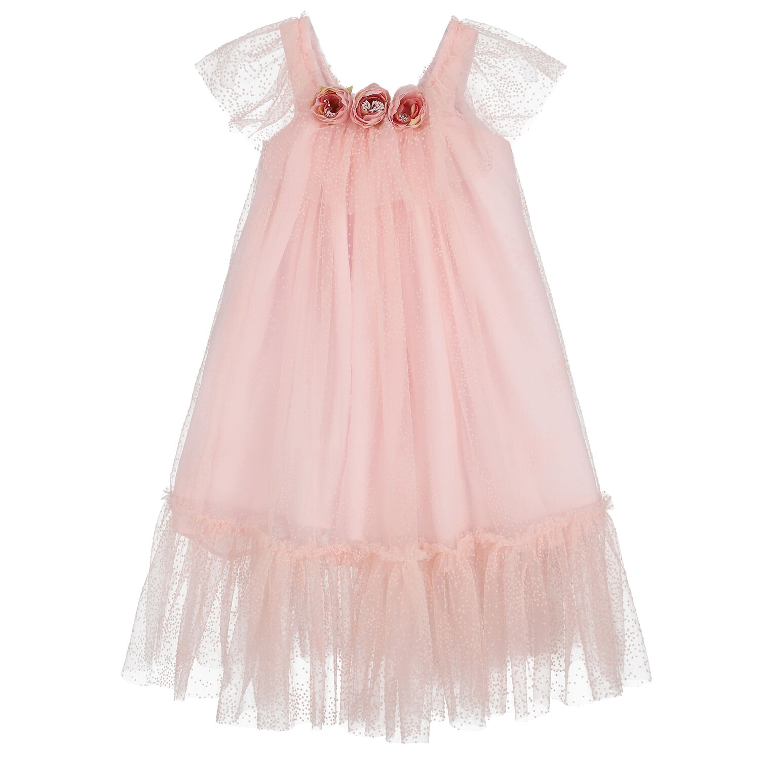 Girls Pink Tulle Dress, 3, hi-res