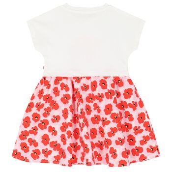 Girls White & Red Floral Dress