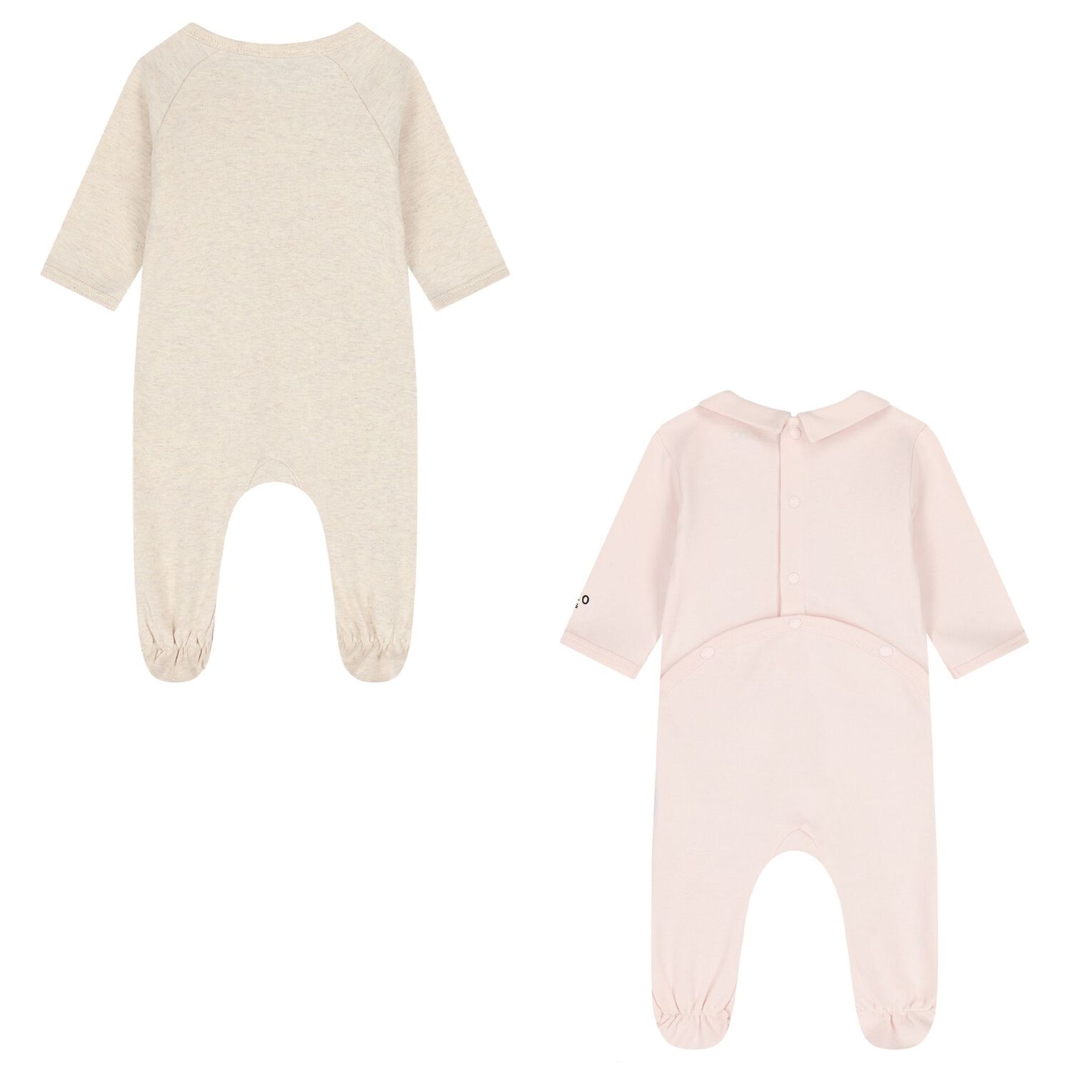 Baby Girls Beige & Pink Boke Flower Babygrows ( 2 Pack ) , 1, hi-res