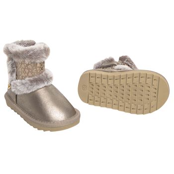 Younger Girls Gold Faux Leather Boots