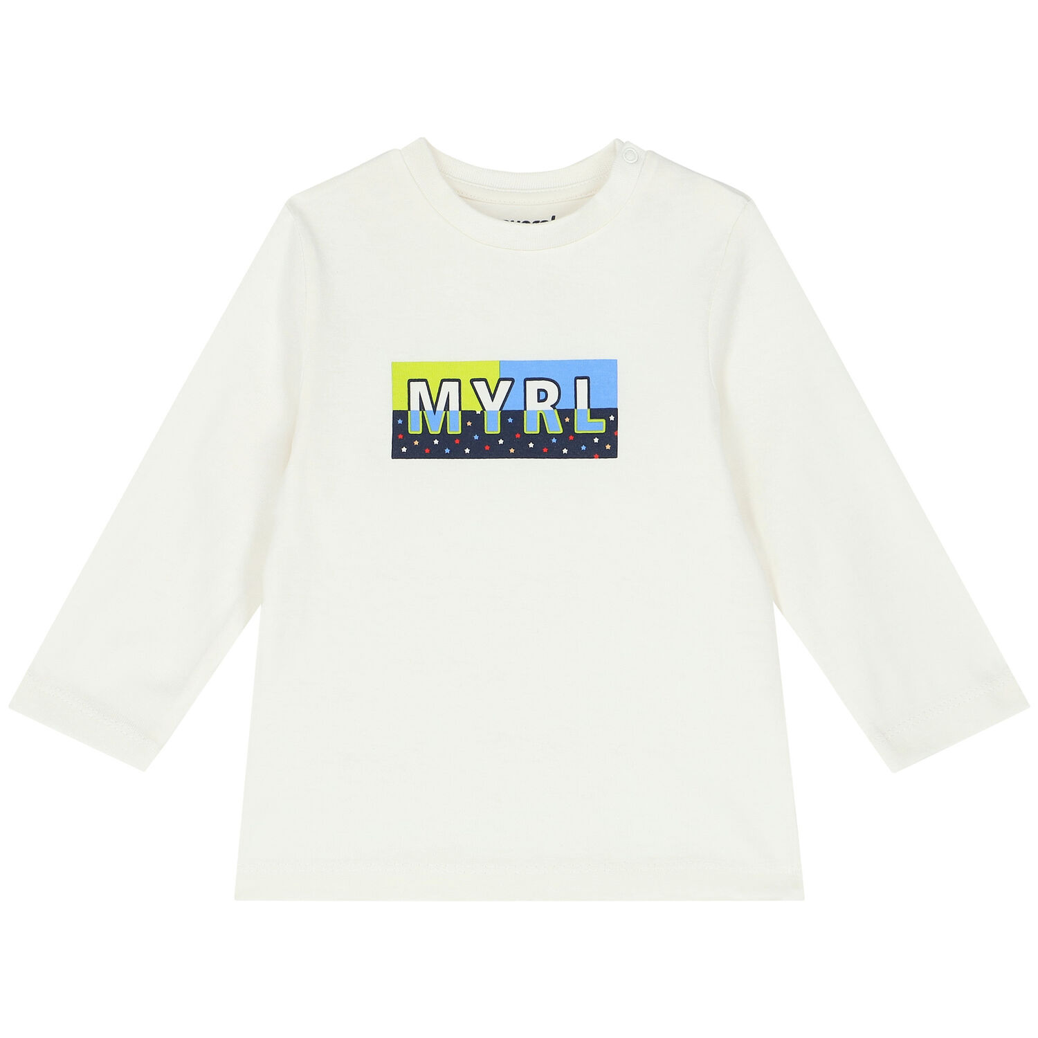 Younger Boys Ivory Logo Long Sleeve Top, 1, hi-res