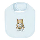 Baby Boys Blue Teddy Logo Bib, 1, hi-res