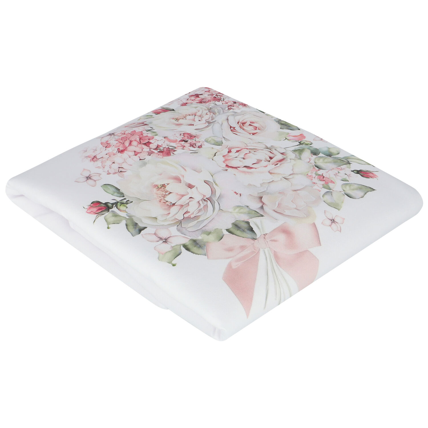 Baby Girls White Floral Blanket, 1, hi-res