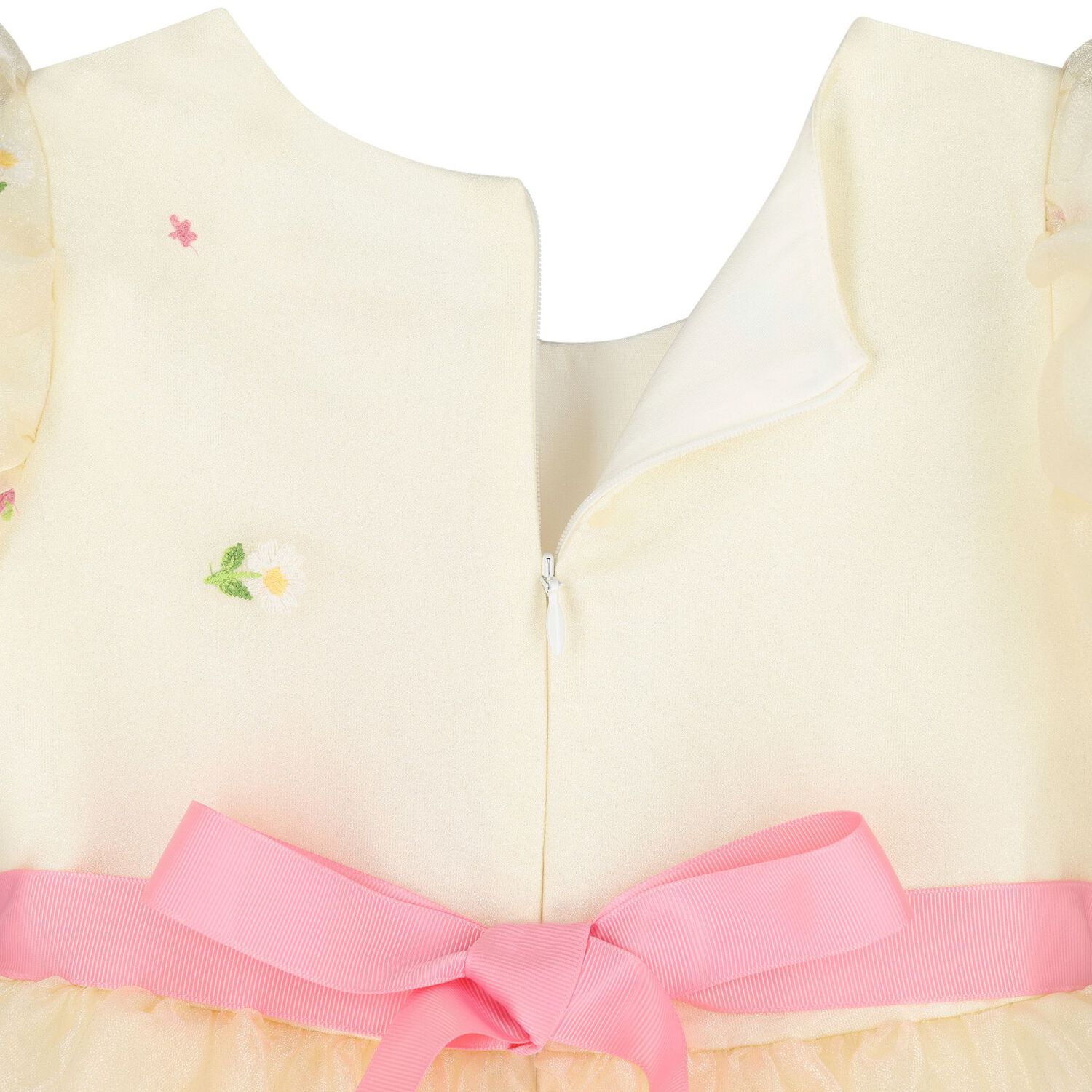 Girls Ivory Embroidered Floral Dress, 1, hi-res