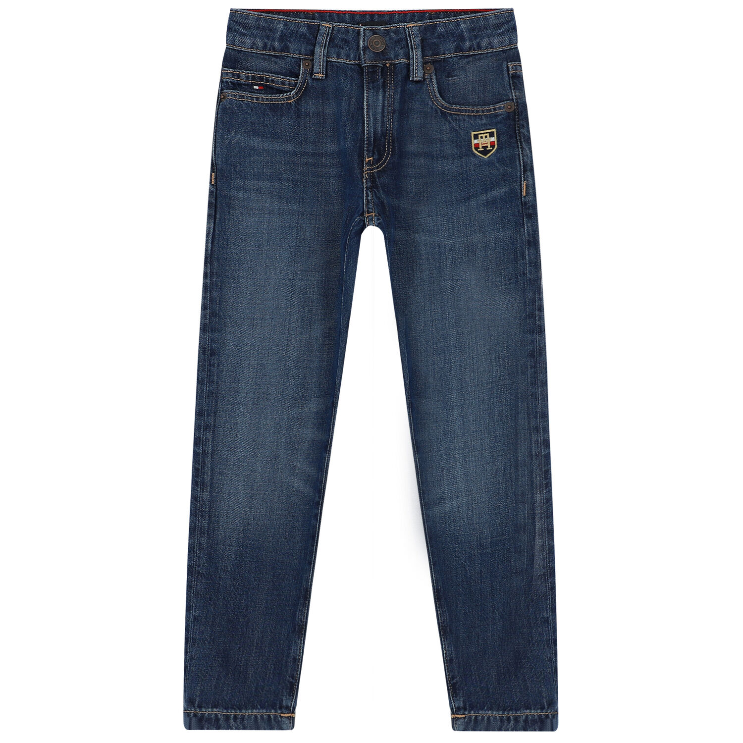 Boys Blue Denim Logo Jeans, 1, hi-res