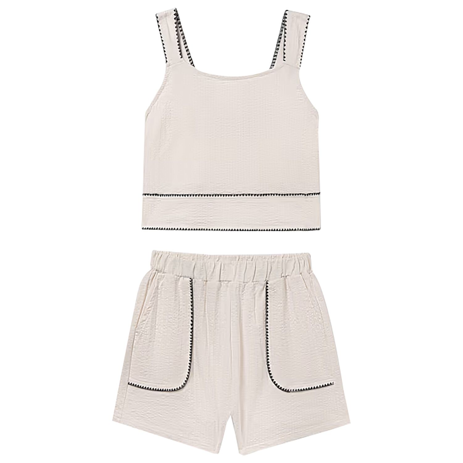 Girls Ivory Shorts Set, 1, hi-res