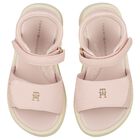 Girls Pink Logo Sandals, 1, hi-res