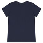 Boys Navy Blue & Gold Logo T-Shirt, 2, hi-res