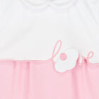 Baby Girls White & Pink Love Romper, 1, hi-res