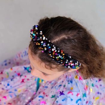 Girls Black & Pink Sequin Headband