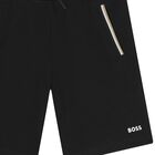 Boys Black Logo Shorts, 1, hi-res