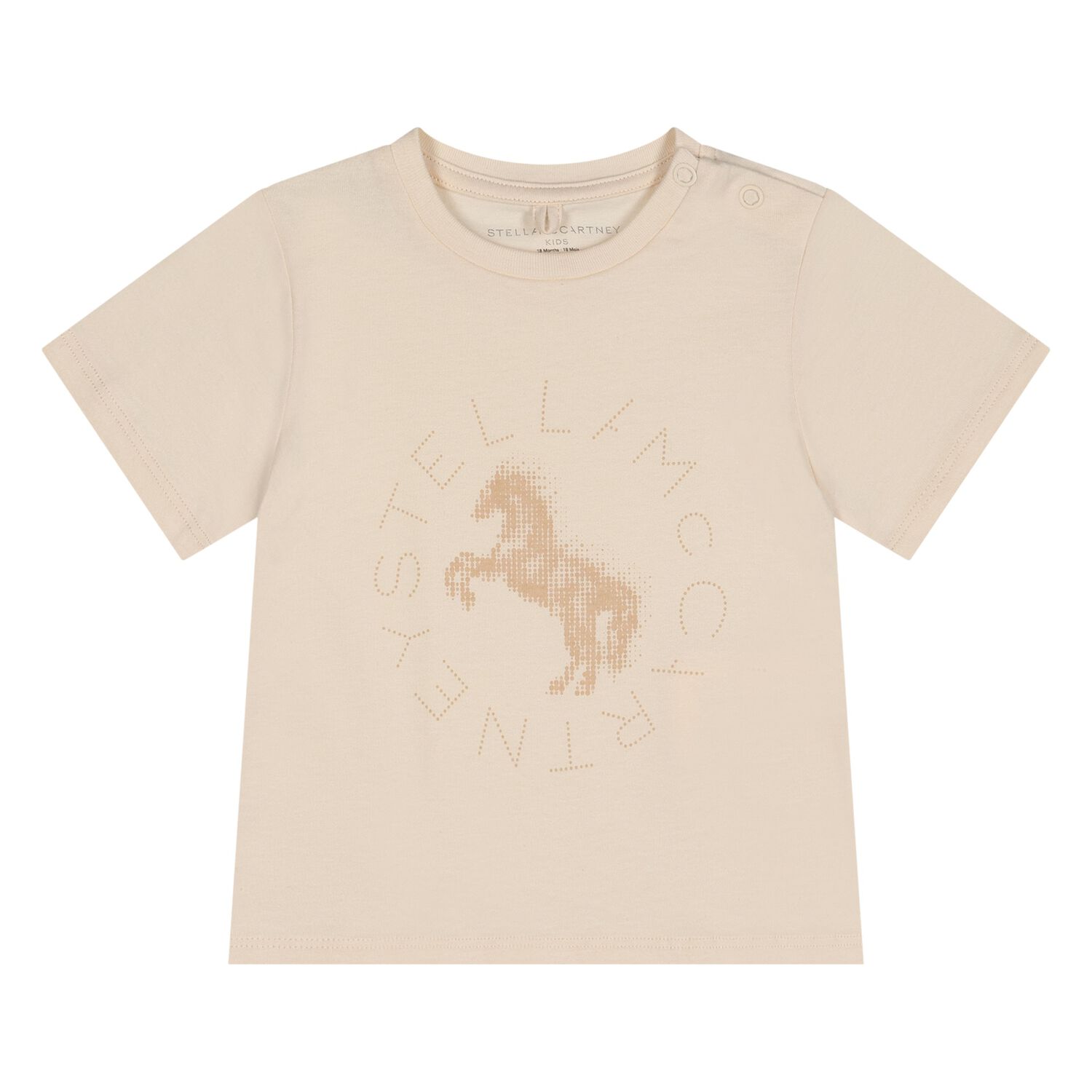 Younger Girls Beige Horse Logo T-Shirt, 1, hi-res