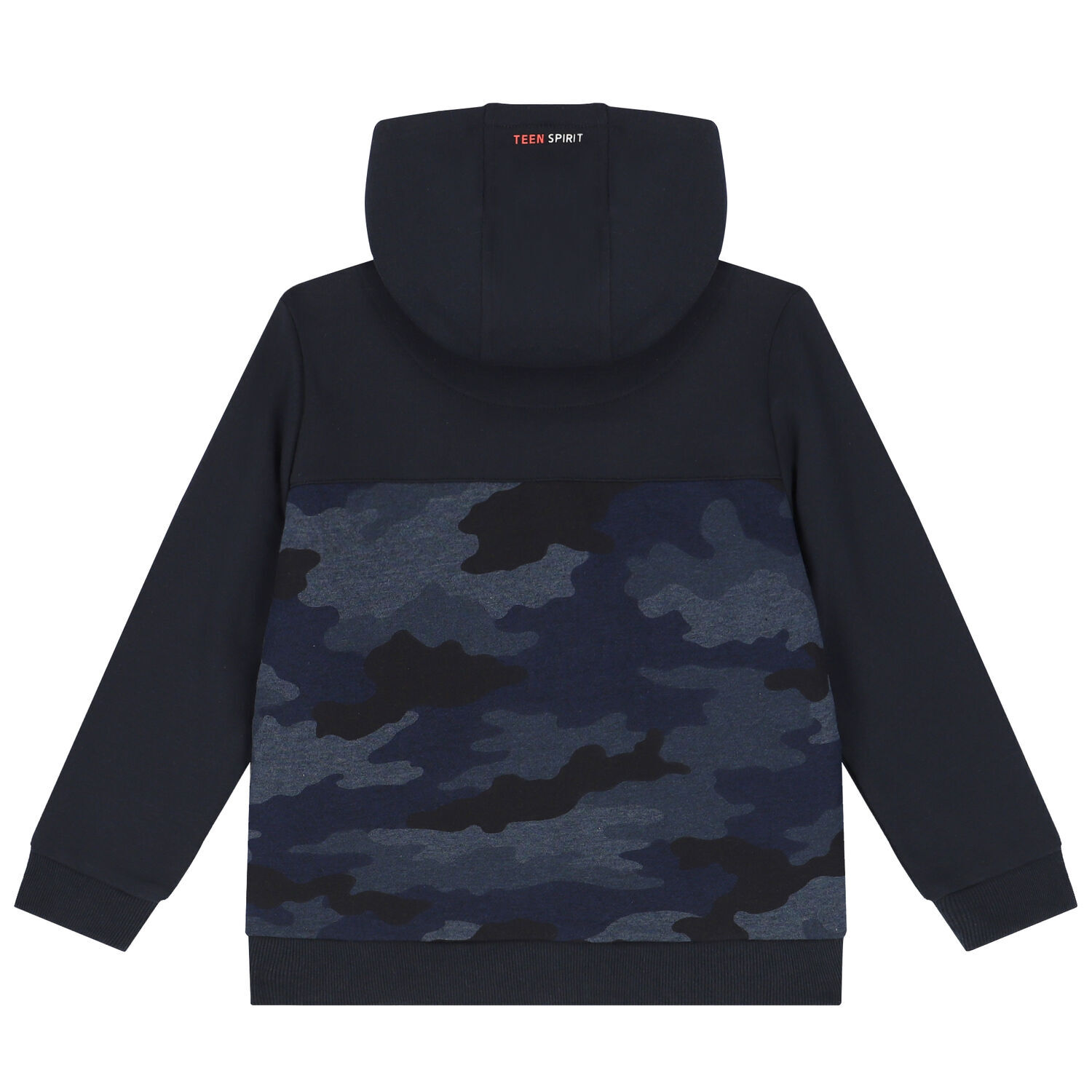 Boys Navy Camouflaged Zip Up Top, 1, hi-res