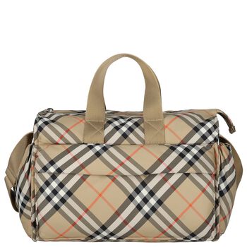 Beige Check Baby Changing Bag
