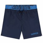 Boys Navy Logo Swim Shorts, 2, hi-res