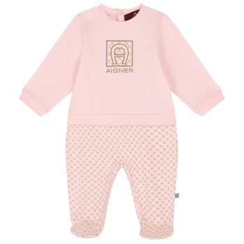 Baby Girls Pink Logo Babygrow