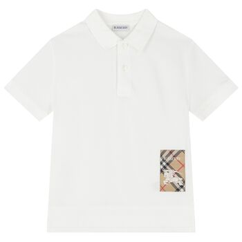Boys White Logo Polo Shirt