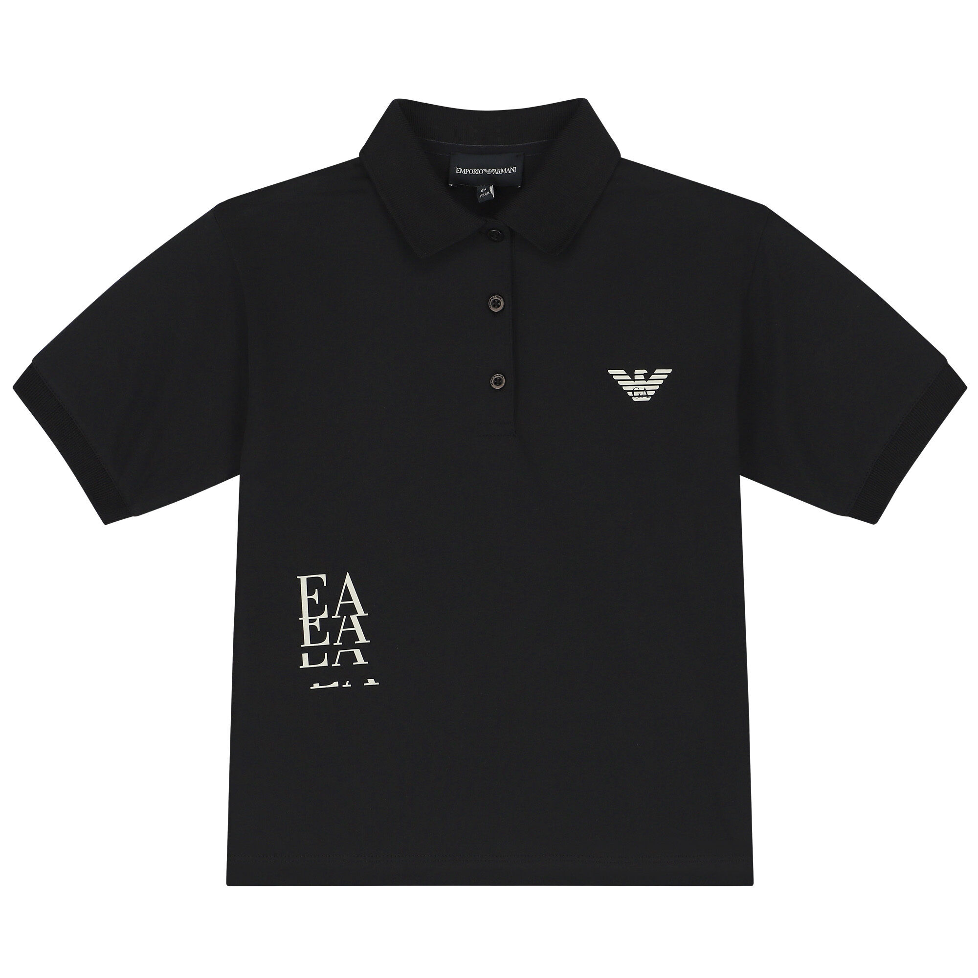 Emporio Armani Boys Black Logo Polo Shirt Junior Couture UK