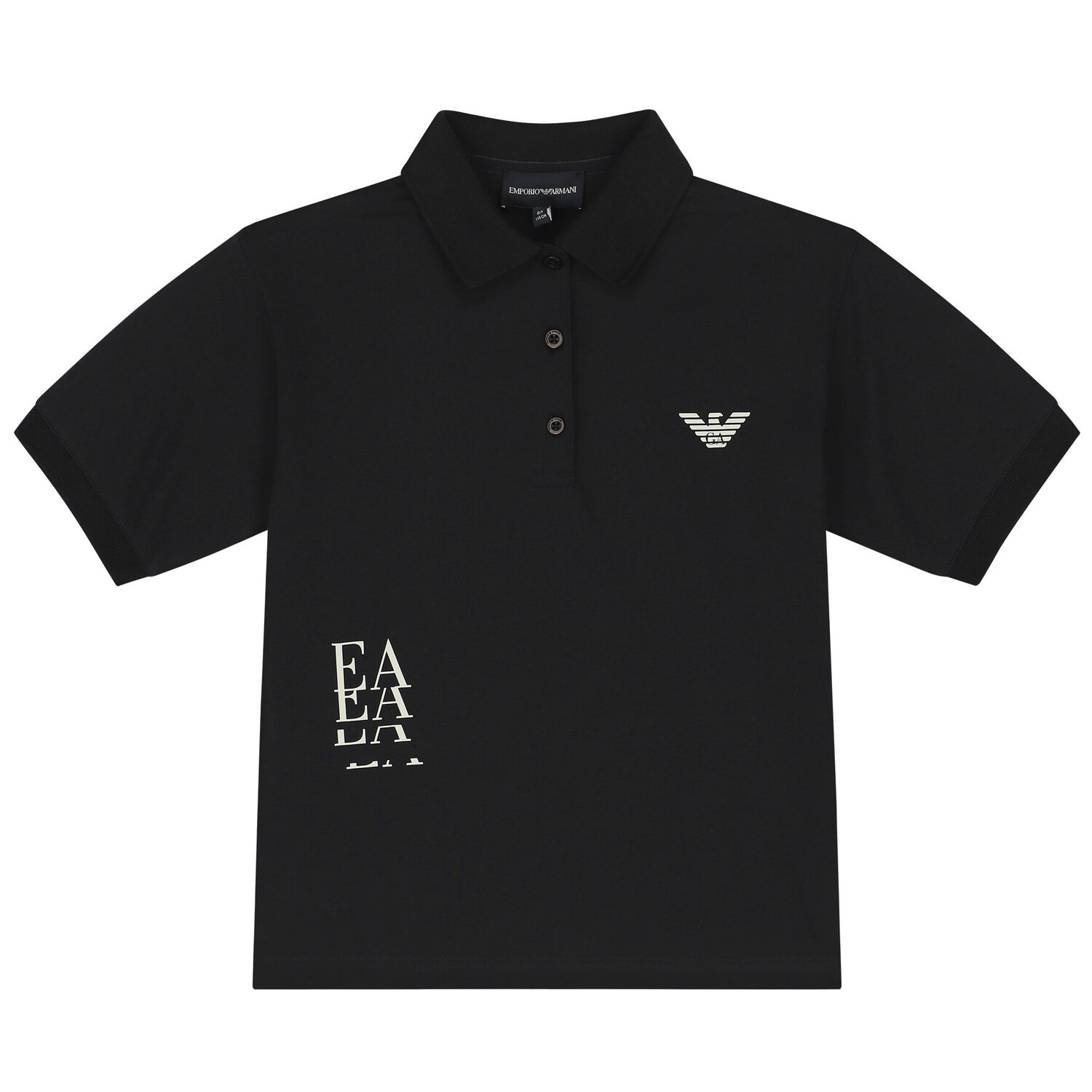Boys Black Logo Polo Shirt, 1, hi-res