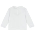 Younger Boys White Logo Long Sleeve Top, 1, hi-res
