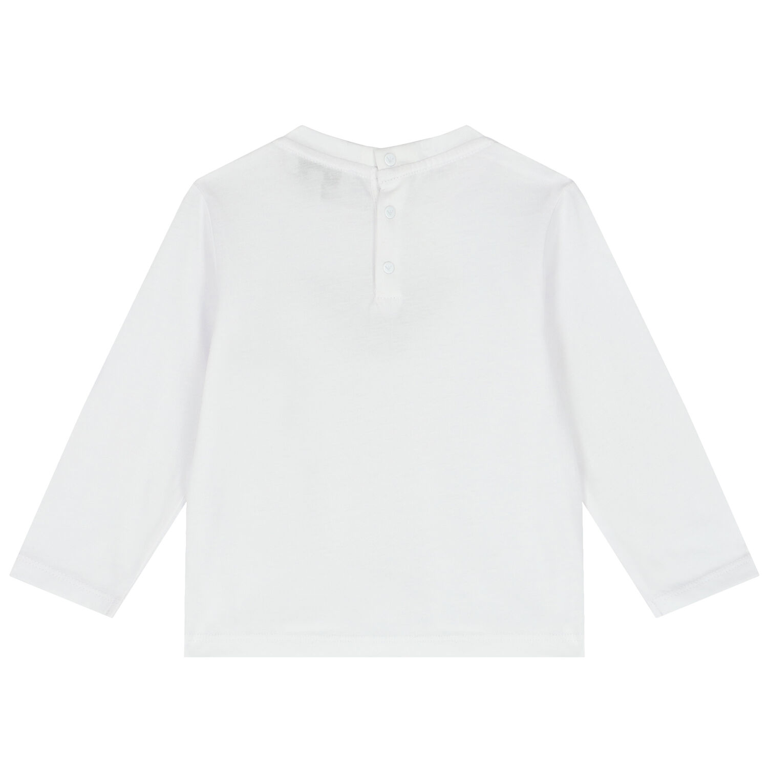 Younger Boys White Logo Long Sleeve Top, 1, hi-res
