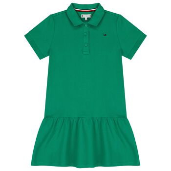 Girls Green Logo Polo Dress