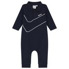 Baby Boys Navy Blue Babygrow, 1, hi-res
