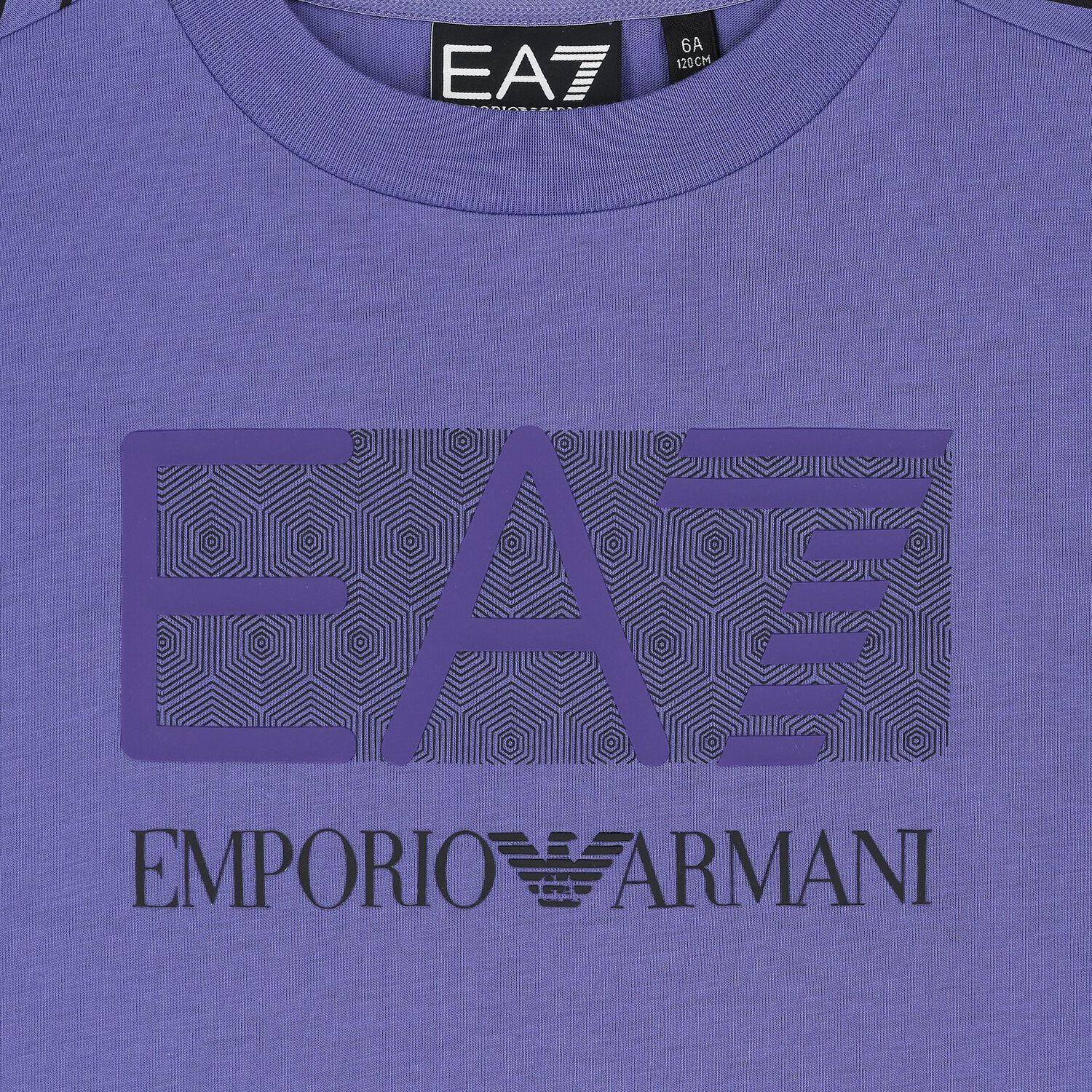 Boys Purple Geometric EA7 T-Shirt, 4, hi-res