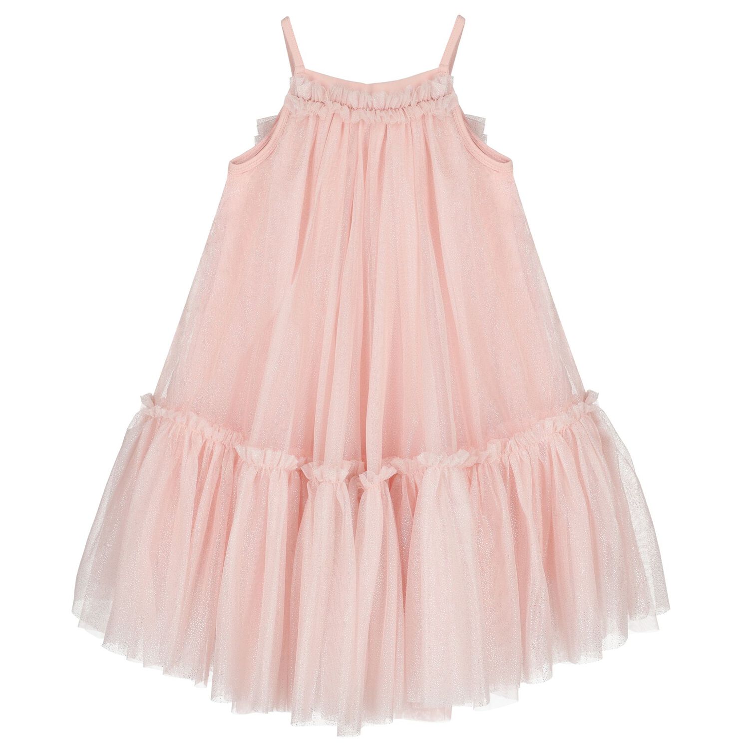 Girls Pink Embellished Tulle Dress, 1, hi-res