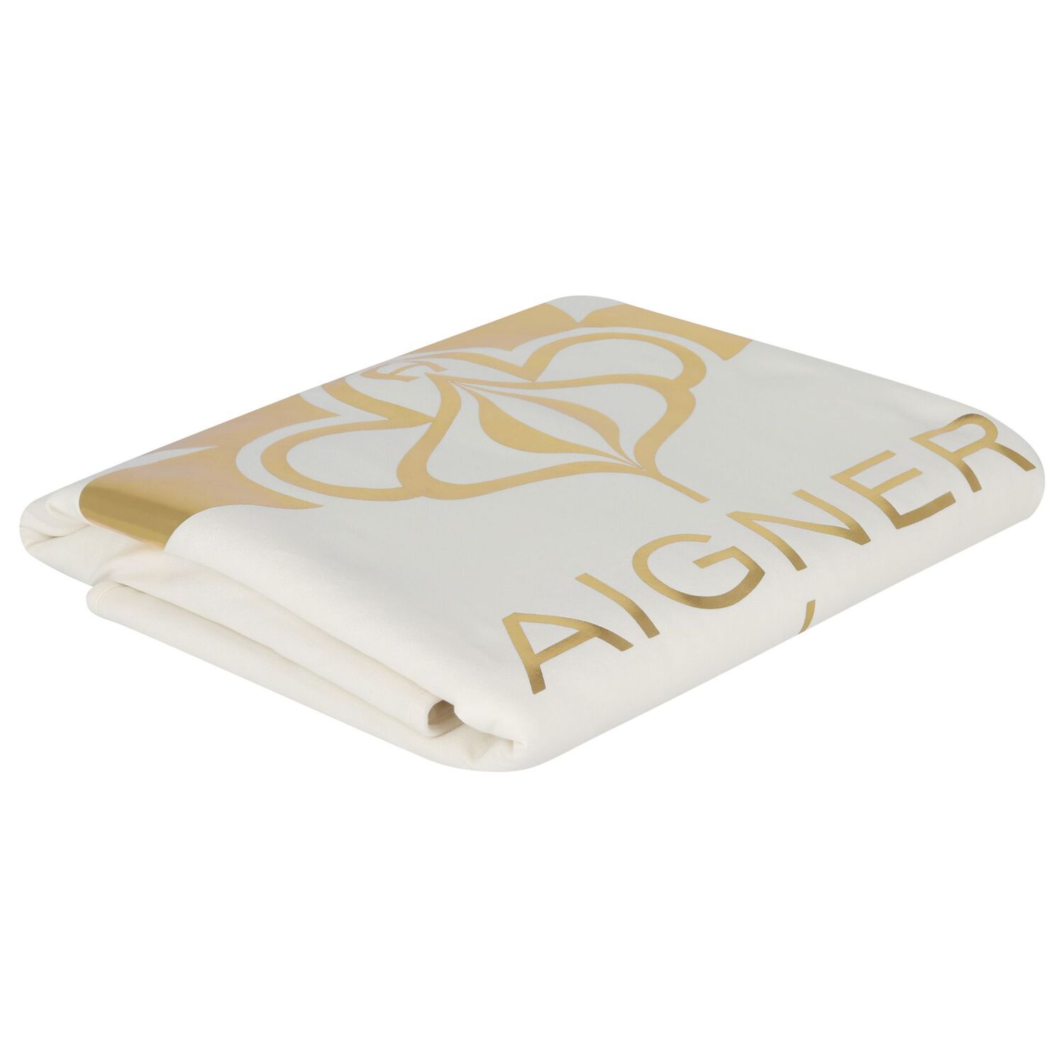 Baby Girls Ivory & Gold Logo Blanket, 1, hi-res