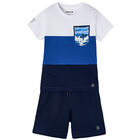 Boys White, Blue & Navy Shorts Set, 1, hi-res