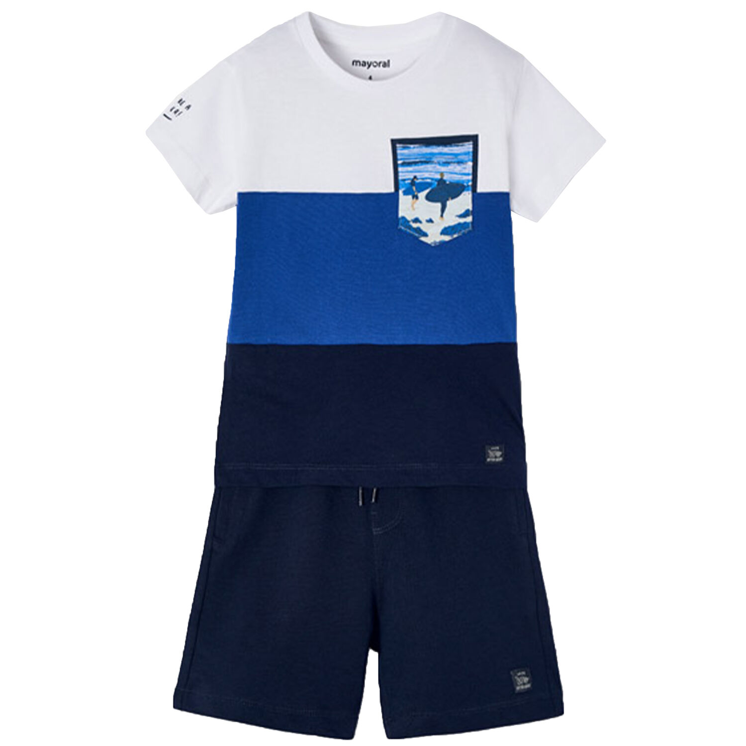 Boys White, Blue & Navy Shorts Set, 1, hi-res image number null