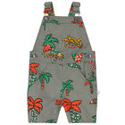 Younger Boys Khaki Chameleon & Palm Tree Dungaree, 1, hi-res
