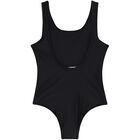 Girls Black Logo Swimsuit, 1, hi-res