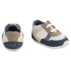 Baby Boys Ivory & Navy Blue Pre Walker Shoes, 1, hi-res