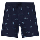 Boys Ivory & Navy Skateboard Shorts Set, 1, hi-res