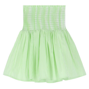 Girls Green & White Striped Skirt