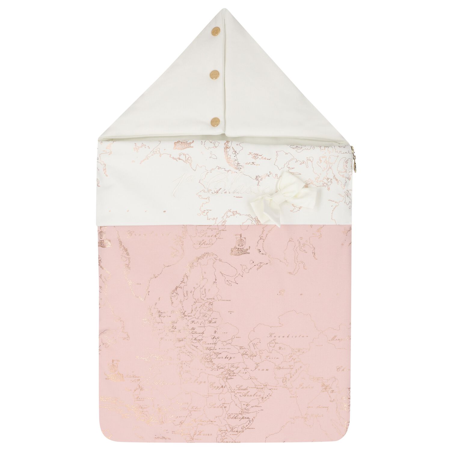 Baby Girls Ivory & Pink Geo Map Baby Nest, 1, hi-res