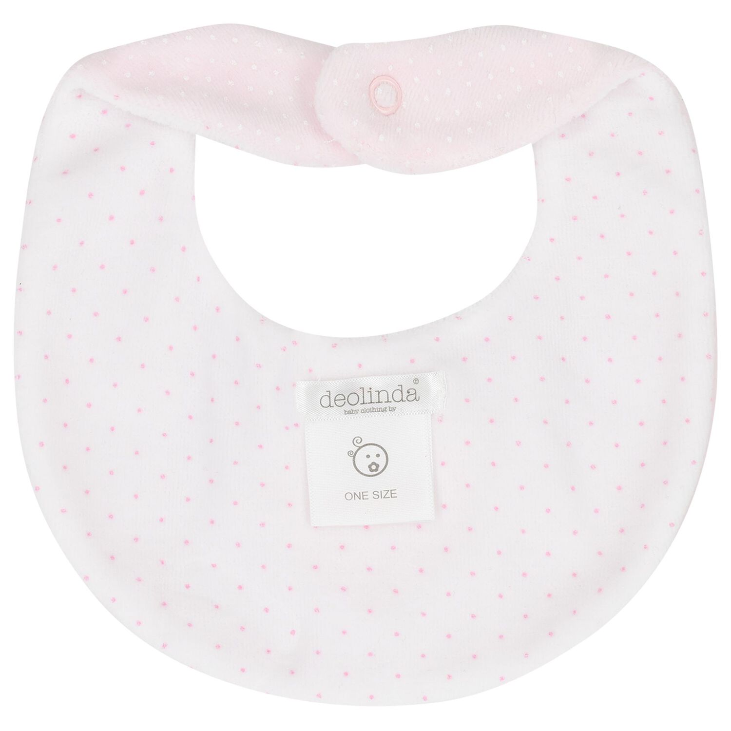 Baby Girls Pink Heart & Polka Dot Bib, 1, hi-res