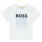 Younger Boys White Logo T-Shirt, 2, hi-res