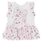 Younger Girls White & Pink Ruffled Leggings Set, 1, hi-res