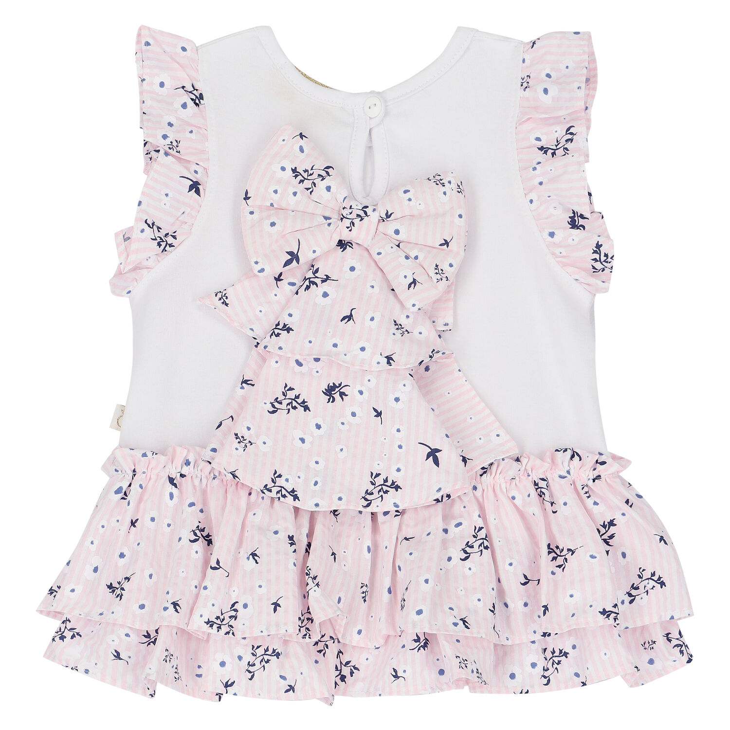 Younger Girls White & Pink Ruffled Leggings Set, 1, hi-res image number null