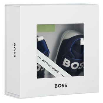 Baby Boys Navy Blue Logo Pre Walker Shoes