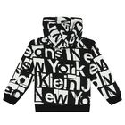 Boys Black & White Logo Hooded Top, 1, hi-res