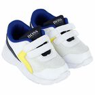 Younger Boys White Velcro Trainers, 2, hi-res