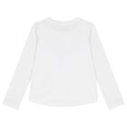 Girls White Logo Long Sleeve Top, 1, hi-res