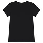 Girls Black Diamante Logo T-Shirt, 9, hi-res