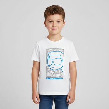 Boys White Ikonik Logo T-Shirt
